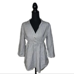 Antilia Femme Top Cotton Pinstripe Black and White Babydoll Tunic Women’s L